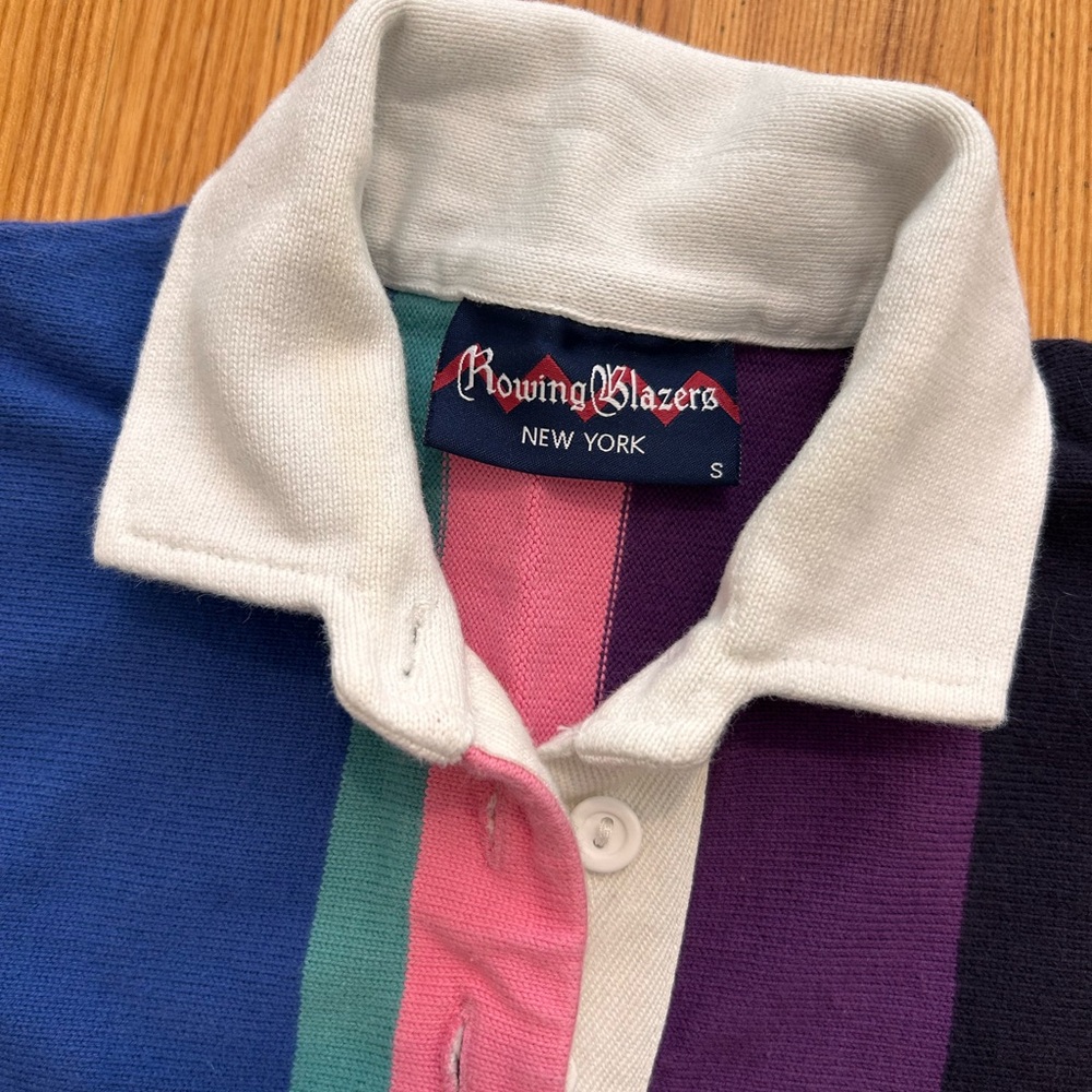 Rowing Blazers White-Collar Multicolor Stripe Rugby Shirt - Picture 5 of 6
